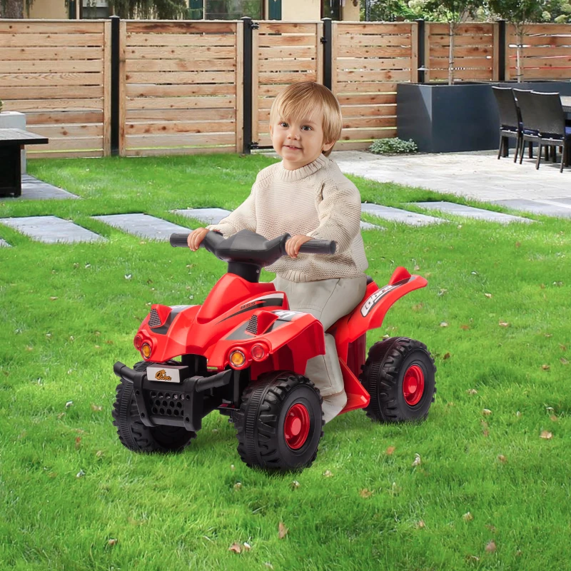 Qaba 6V Kids ATV, 4 Wheeler Quad Car w/ Music for 2-6 Years, Red