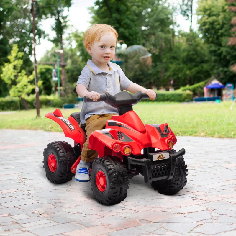 Qaba 6V Kids ATV, 4 Wheeler Quad Car w/ Music for 2-6 Years, Red