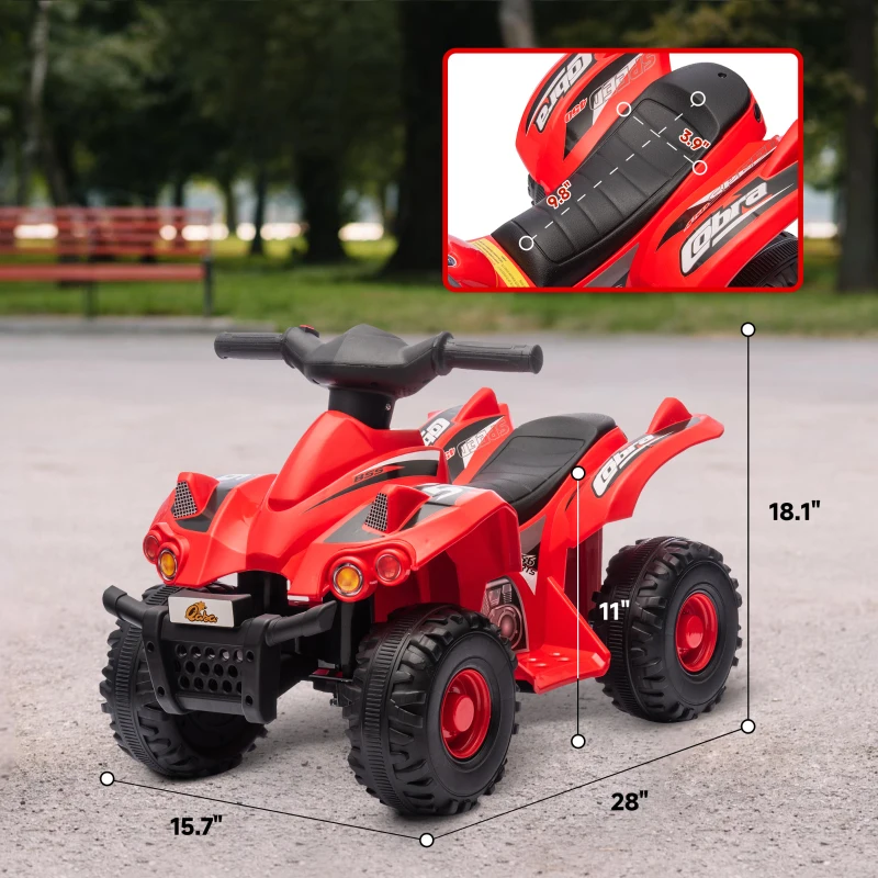 Qaba 6V Kids ATV, 4 Wheeler Quad Car w/ Music for 2-6 Years, Red