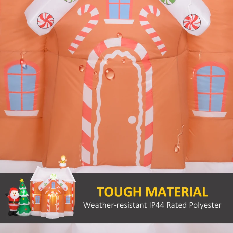 Outsunny 7FT Giant Inflatable Gingerbread House, Christmas Blow Up Decorations with LED Lights for Indoor, Outdoor, Yard