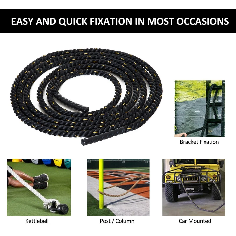 HOMCOM Battle Rope Fitness Undulation Rope Exercise - Cross Strength Training Workout 1.5 Inch Width Poly Dacron Gym Muscle Toning Metabolic Workout (40ft)