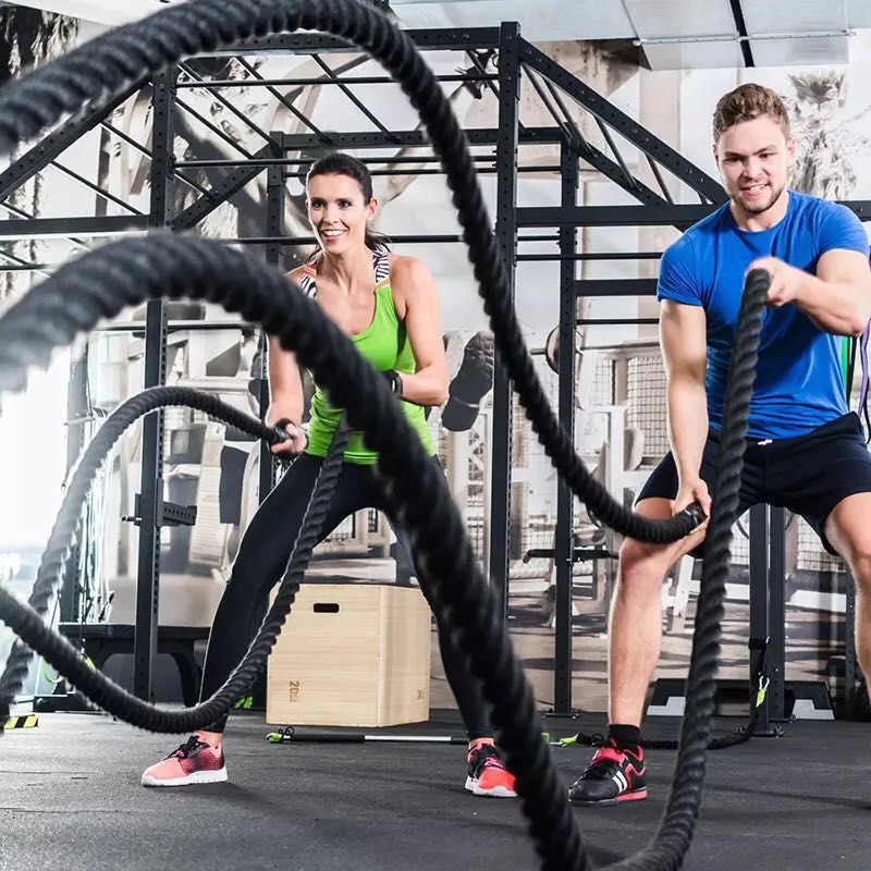 HOMCOM Battle Rope Fitness Undulation Rope Exercise - Cross Strength Training Workout 1.5 Inch Width Poly Dacron Gym Muscle Toning Metabolic Workout (40ft)