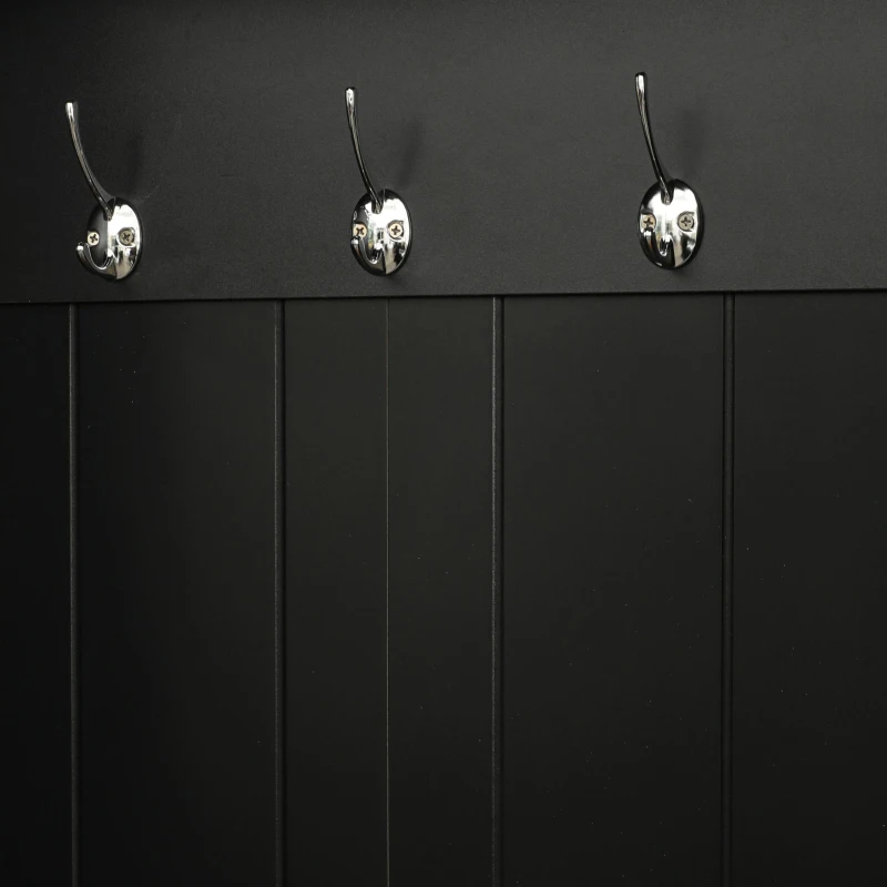 Hall Tree with Flip-Up Bench, Adjustable Shelves, and Hanging Hooks for Entryways,36" L x 15.5" W x 70.5" H, Black