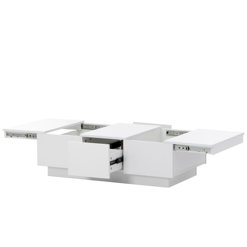 Coffee Table with Hidden Storage, Extendable Cocktail Table with Drawers, Sliding Top for Living Room, 39.5" L x 22" W x 12.5" H, White
