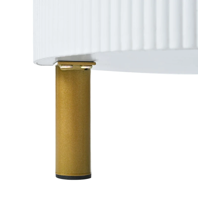 Stackable Coffee Table Set with 2 Drawers, Nesting Tables with Tempered Glass and High Gloss Marble Tabletop, Table for Living Room, Golden White