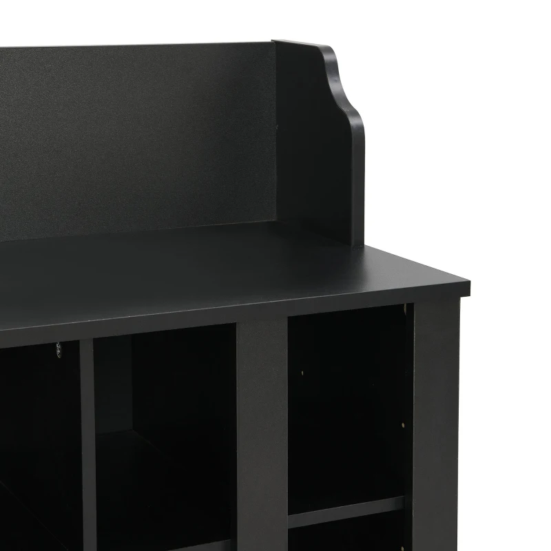 Shoe Cabinet Storage with Shelves and 4 Hooks, Elegant Hall Tree with Wall Mounted Coat Rack, Entryway Organizer for Hallway, Mudroom, Black