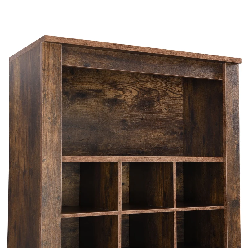 Contemporary Shoe Cabinet with 30 Cubbies, Free Standing Tall Storage Cabinet for Hallway or Bedroom, 24.5" L x 13" W x 74" H, Rustic Brown