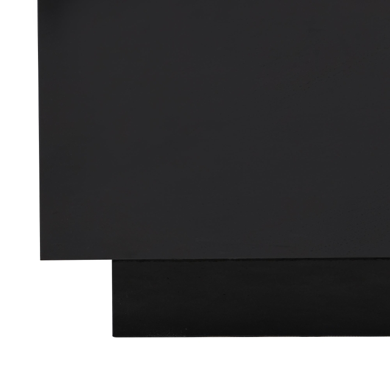 Square High Glossy Coffee Table with 16-Color LED Strip Lights, 0.2'' Glass Top, Modern Center Table for Living Room, 27.5" L x 27.5" W x 14" H, Black