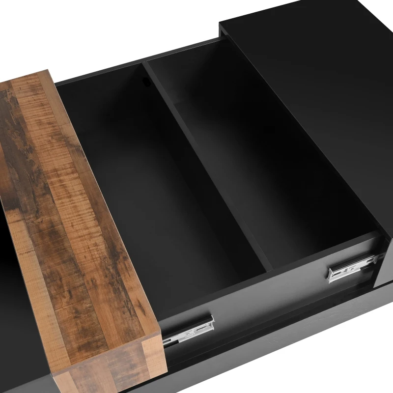 Vinsetto 31.5'' Square Coffee Table with Sliding Tabletop, High Gloss Finish, Hidden Storage Compartment, Extendable to 45.5'', Black