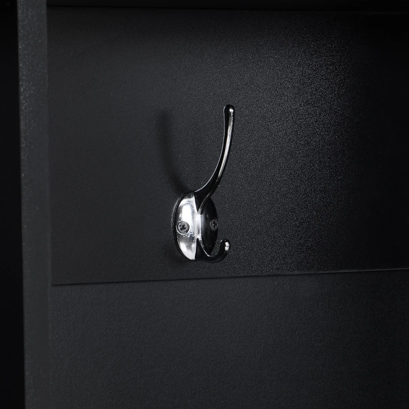 Vinsetto Multi-Functional Hall Tree with 4 Hidden Hanging Hooks, Brown Wood Grain Bench, Multiple Storage Spaces, 59" L x 15.5" W x 75" H, Black