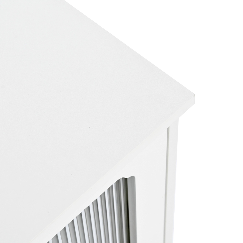 Vinsetto Retro Design TV Stand with Fluted Glass Doors, 2 Drawers and Cabinets, Fits TVs Up to 78", 70" L x 16" W x 22" H, White