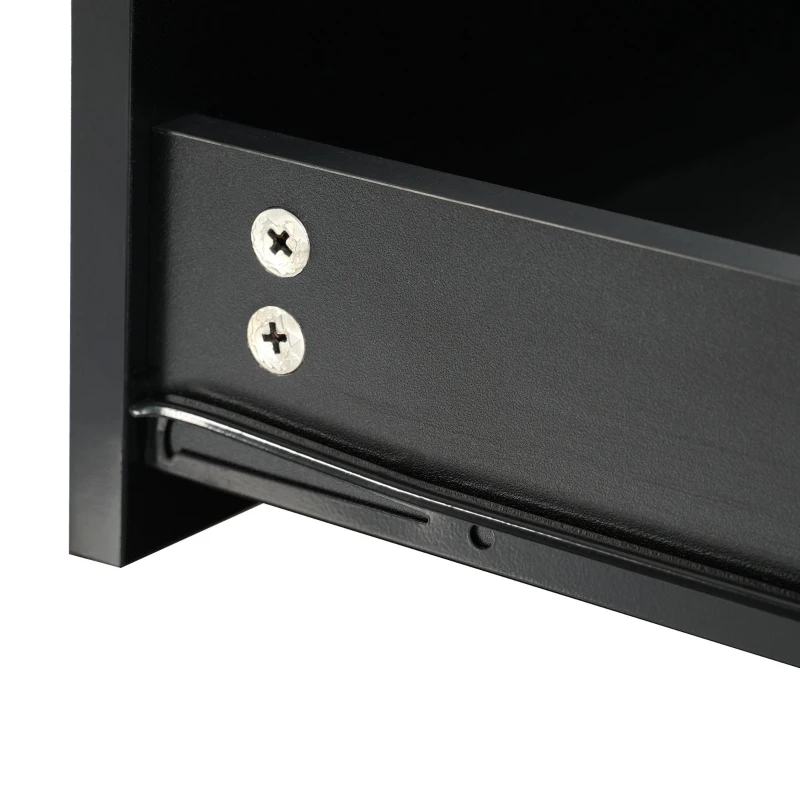 Multi-functional Square Coffee Table with 360° Rotating Top, 2 Drawers, High Gloss 2-Tier Design, 24" L x 24" W x 15" H, Black+Dark Walnut