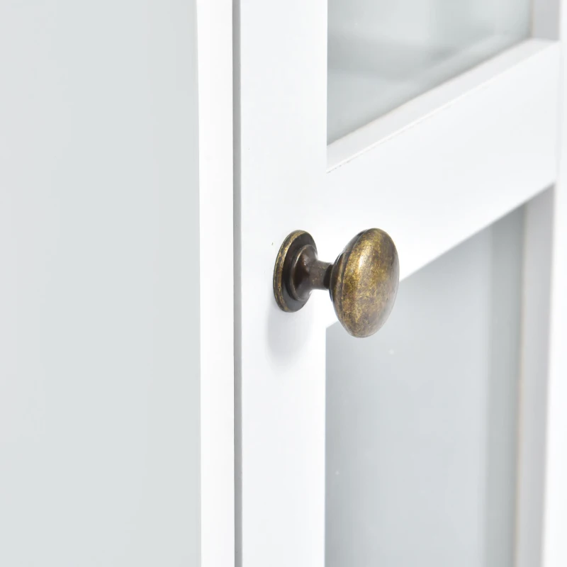 Modern Multifunctional TV Stand for TVs Up to 70" with Glass Door and Bridge, Minimalism Entertainment Wall Unit, 104" L x 15" W x 78.5" H, White