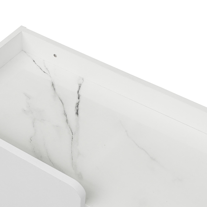 Vinsetto Sleek Design TV Stand with Fluted Glass, Faux Marble Top, Gold Frame Base, Fits TVs Up to 70", 63.5" L x 12.5" W x 19" H, White