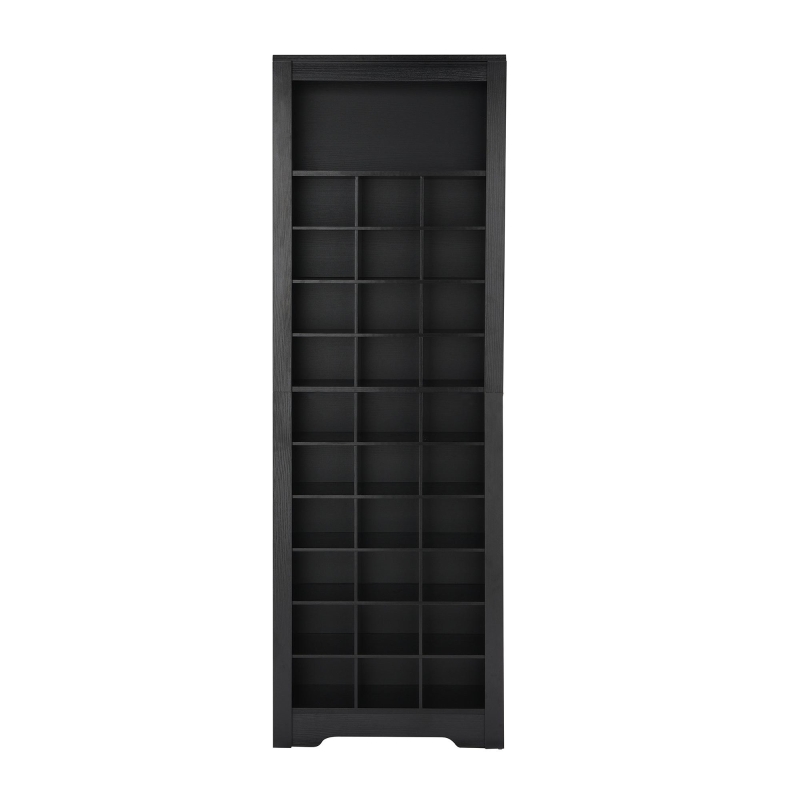Contemporary Shoe Cabinet with Multiple Storage Capacity, Free Standing Tall Cabinet for Hallway or Bedroom, 24.5" L x 13" W x 74" H, Black