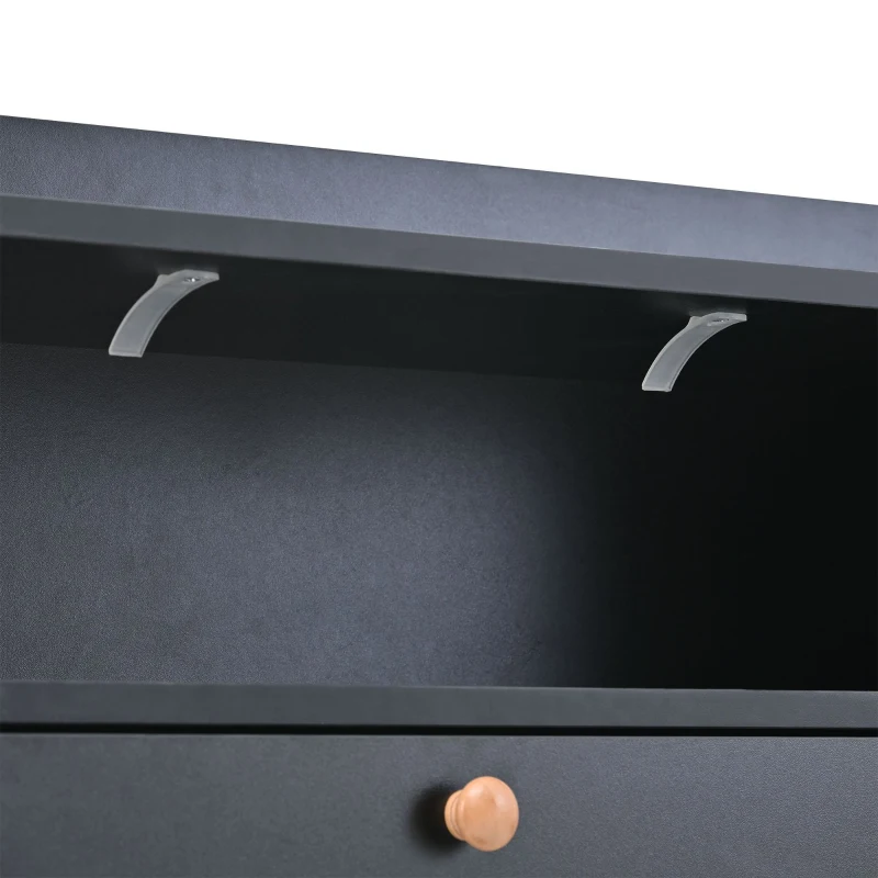 Modern Shoe Cabinet with 4 Flip Drawers, 2-Tier Shoe Storage Organizer, Shoe Rack for Entrance Hallway, 50.5" L x 9.5" W x 42.5" H, Black