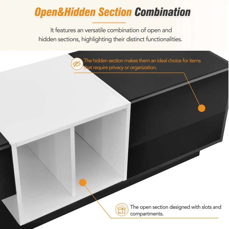 Vinsetto Functional TV Stand with Open and Hidden Storage, Sleek and Stylish TV Stand, Two-Tone Media Console for TVs Up to 80", Black