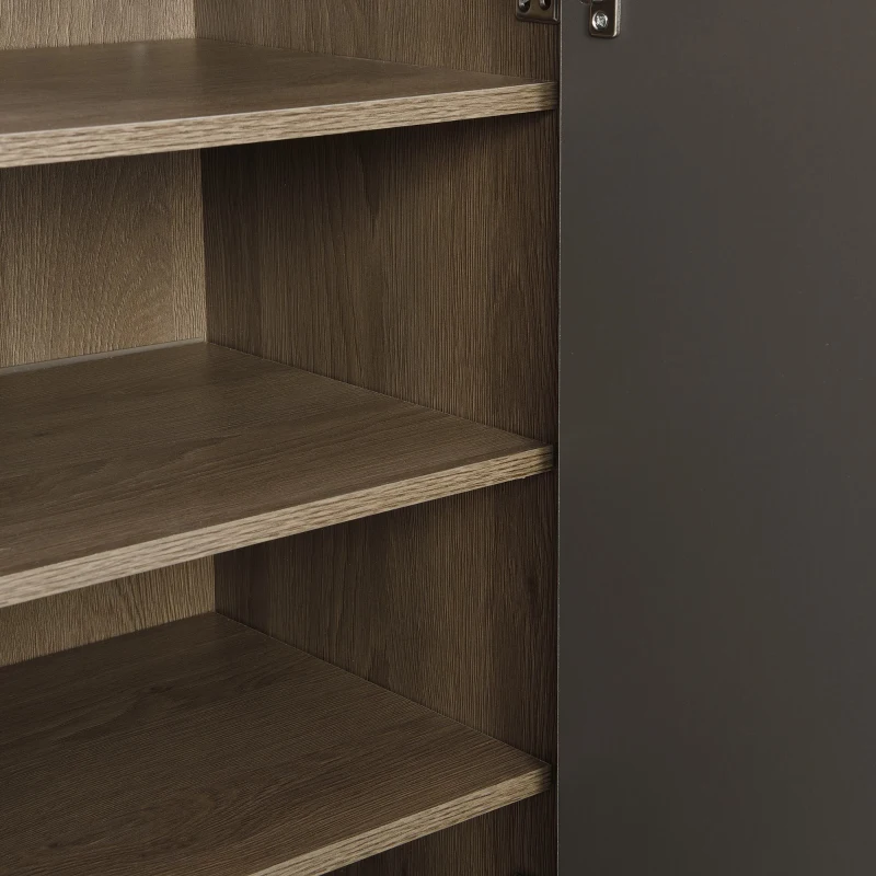 2-in-1 Shoe Storage Bench & Cabinet, Multi-functional Shoe Rack with Padded Seat and Adjustable Shelves, 55.5" L x 14" W x 43.5" H, Dark Gray