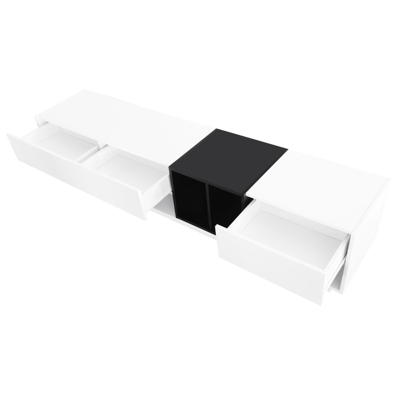 Vinsetto Functional TV Stand with Open and Hidden Storage, Sleek and Stylish TV Stand, Two-Tone Media Console for TVs Up to 80", White