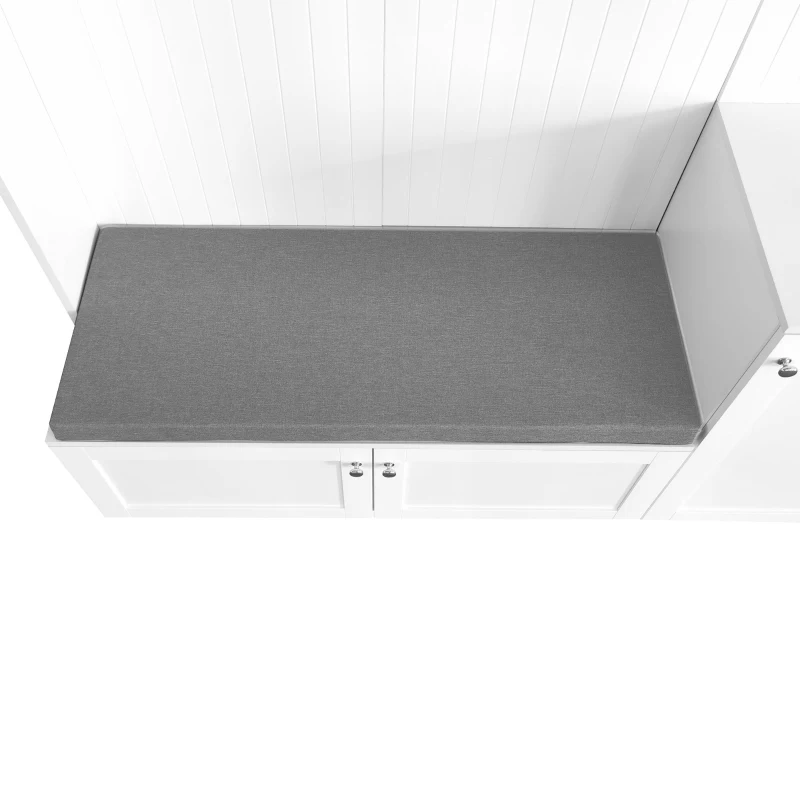 Vinsetto Elegant Hall Tree with Bench and Cushion, Modern Coat Rack with Hooks, Shoe Cabinet Storage, 59" L x 15.5" W x 78.5" H, White