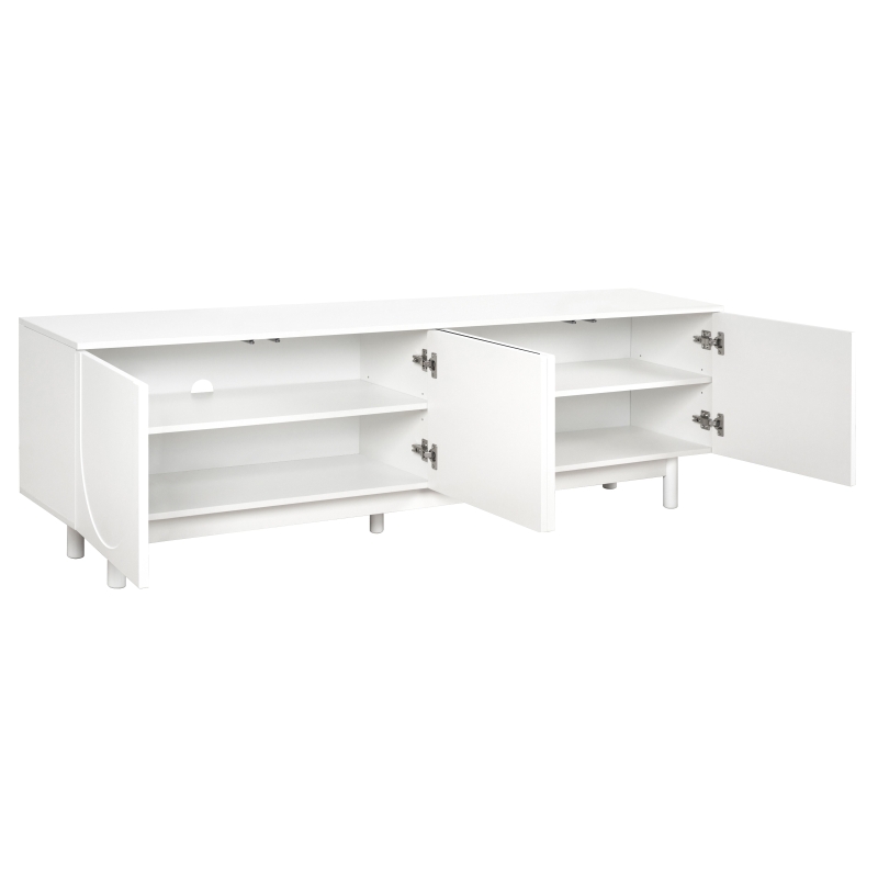 Graceful TV Stand with Arch Cabinets for TVs Up to 78", Minimalist Entertainment Center with Adjustable Shelves and Cable Management, White