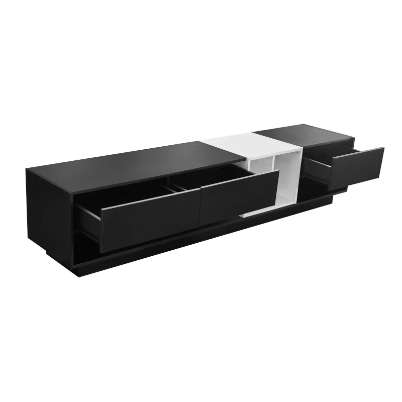 Vinsetto Functional TV Stand with Open and Hidden Storage, Sleek and Stylish TV Stand, Two-Tone Media Console for TVs Up to 80", Black