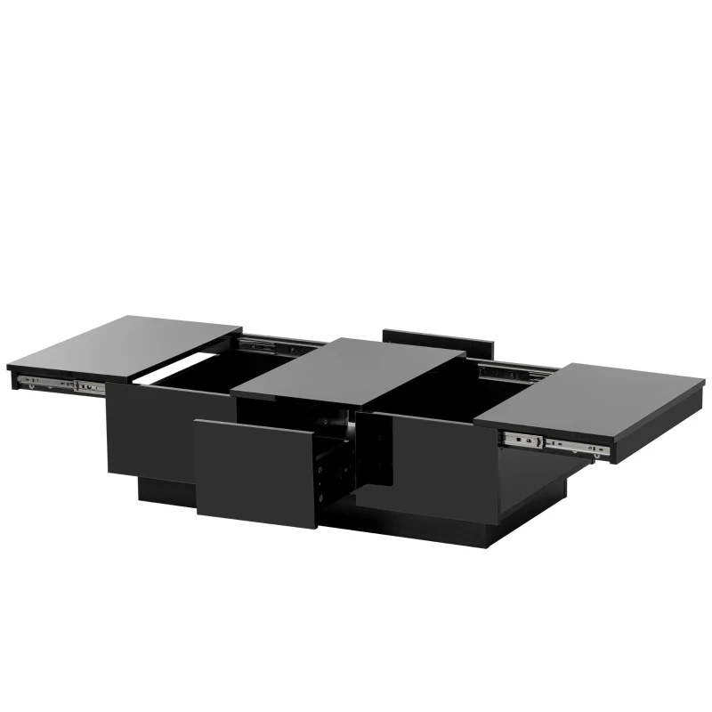 Vinsetto Coffee Table with Hidden Storage, Extendable Cocktail Table with Drawers, Sliding Top for Living Room, 39.5" L x 22" W x 12.5" H, Black