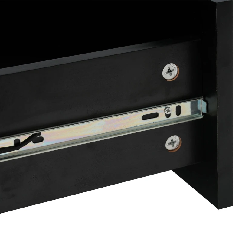 Vinsetto Luxury TV Stand with High Gloss Faux Marble Top for TVs Up to 78", Media Console with Golden Panel Design and 3 Drawers, Black+Gold