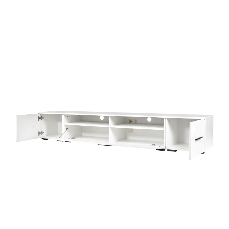 Vinsetto 82.5" Minimalist TV Stand for 90+" TV with Color Changing LED Lights, High Gloss Finish, Modern Entertainment Center, White