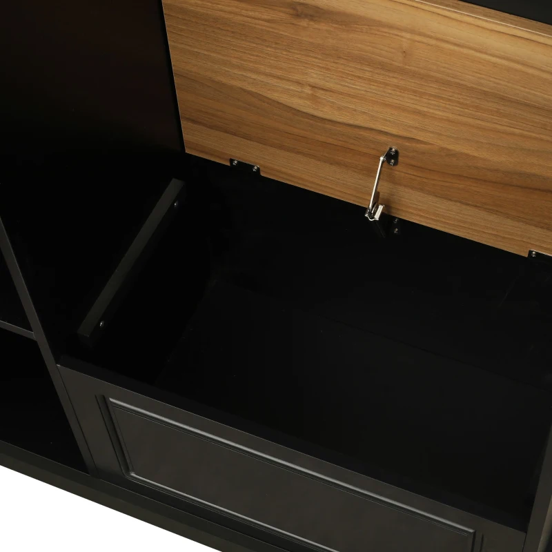 Hall Tree with Flip-Up Bench, Adjustable Shelves, and Hanging Hooks for Entryways,36" L x 15.5" W x 70.5" H, Black