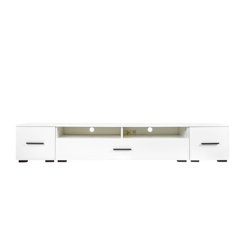 Vinsetto 82.5" Minimalist TV Stand for 90+" TV with Color Changing LED Lights, High Gloss Finish, Modern Entertainment Center, White
