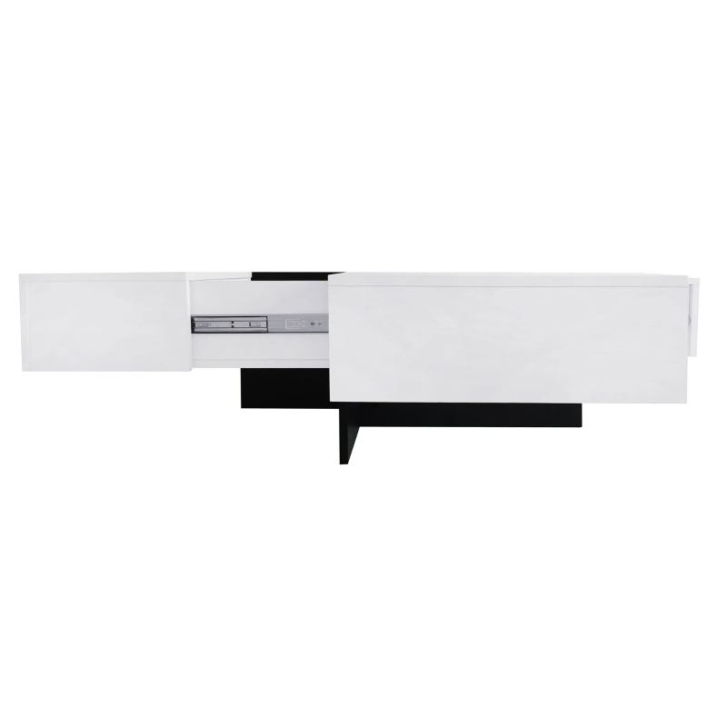 Unique Design Coffee Table with 4 Hidden Storage Compartments, Extendable Sliding Tabletop, UV High-Gloss Finish, 31.5"x 31.5", White