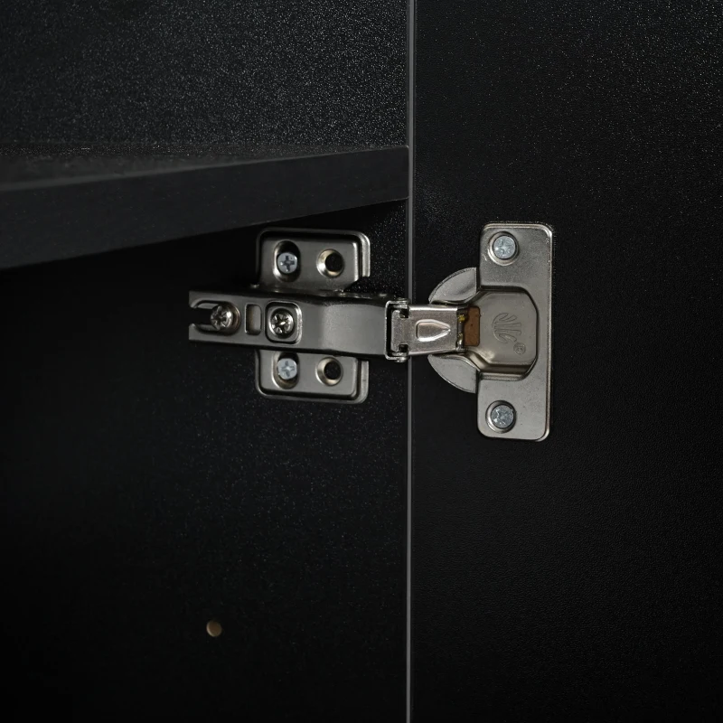 Storage Shoe Cabinet with 5 Metal Legs, Gold Lines Doors, Minimalist Sideboard Cabinet, Modern TV Stand, 63" L x 15" W x 31.5" H, Black