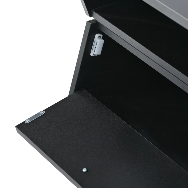 Vinsetto Glass-Top Coffee Table with Open Shelves and Cabinets, Geometric Style, 2-Tier Center Table for Living Room, 45" L x 22" W x 15" H, Black