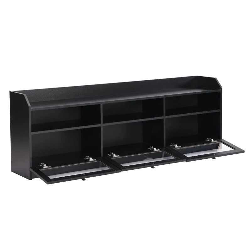 Vinsetto Sleek & Modern TV Stand with Acrylic Board Door, Media Console for TVs Up to 65", Ample Storage Space, 63" L x 12" W x 21.5" H, Black