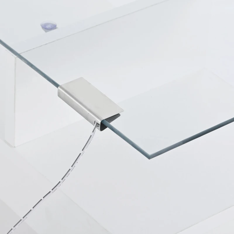 Shoe Cabinet with 2 Flip Drawers and Adjustable Shoe Storage, Tempered Glass Top, LED Light, 35" L x 9.5" W x 41" H, White