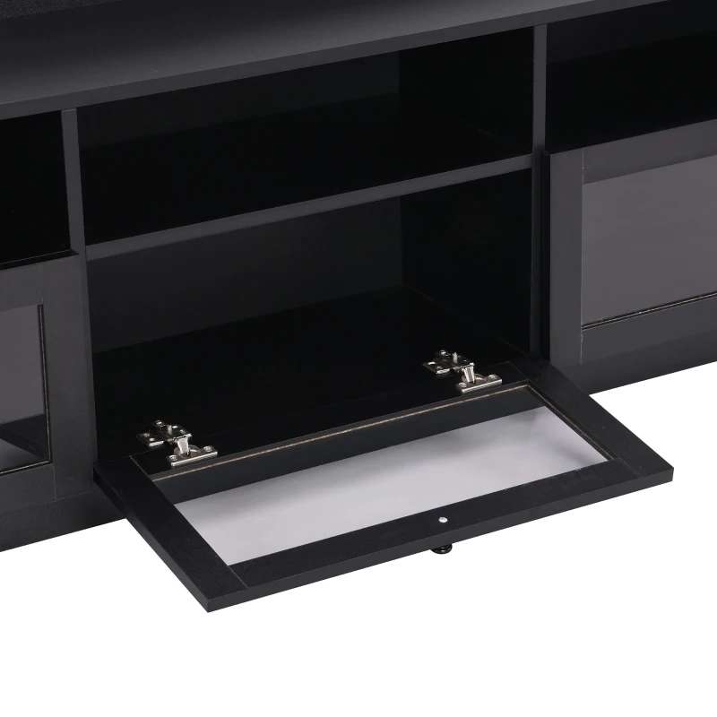 Vinsetto Sleek & Modern TV Stand with Acrylic Board Door, Media Console for TVs Up to 65", Ample Storage Space, 63" L x 12" W x 21.5" H, Black