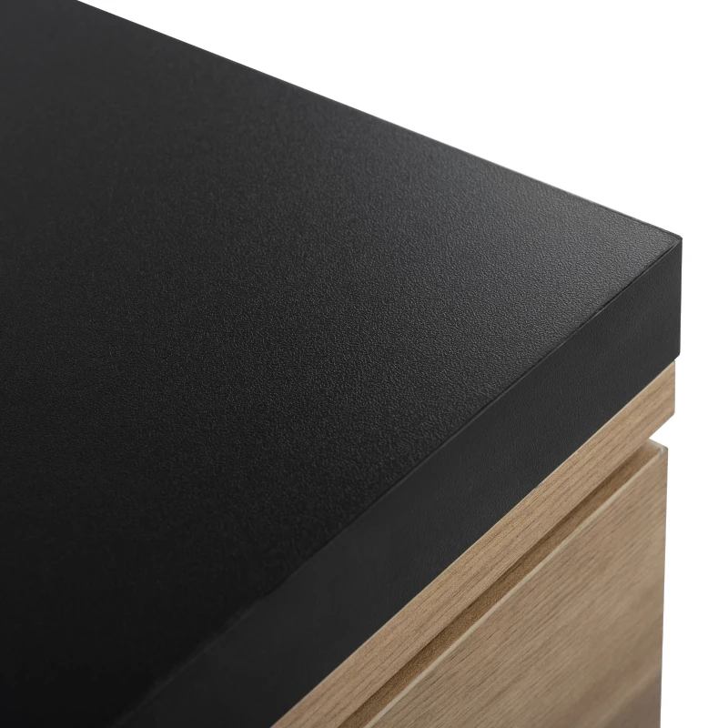 Vinsetto Extendable Coffee Table with 2 Storage Drawers, Dual-tone Wood Center Table with Sliding Tabletop, Multi-functional Hidden Storage, Black