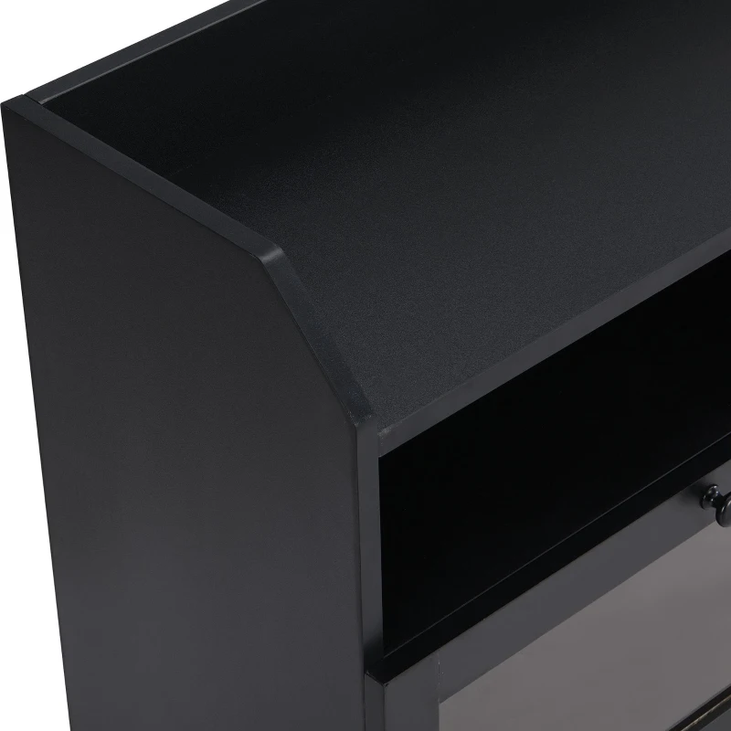 Vinsetto Modern Multifunctional TV Stand Set for TVs Up to 65" with Acrylic Board Door, Tall Cabinets, Chic Elegant Entertainment Wall Unit, Black