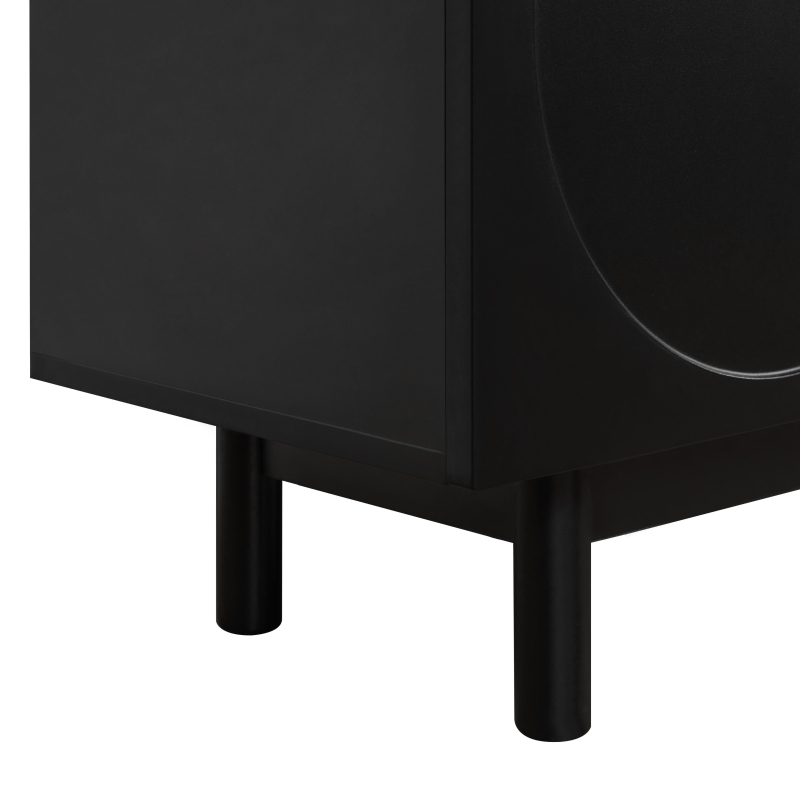 Vinsetto Graceful TV Stand with Arch Cabinets for TVs Up to 78", Minimalist Entertainment Center with Solid Wood Legs and Adjustable Shelves, Black
