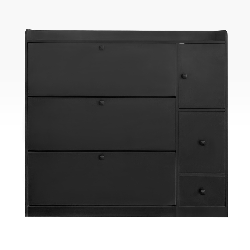 Vinsetto Versatile Shoe Cabinet with 3 Flip Drawers, Pull-Down Seat, Adjustable Shelves, and Maximum Storage, 47" L x 9.5" W x 47.5" H, Black