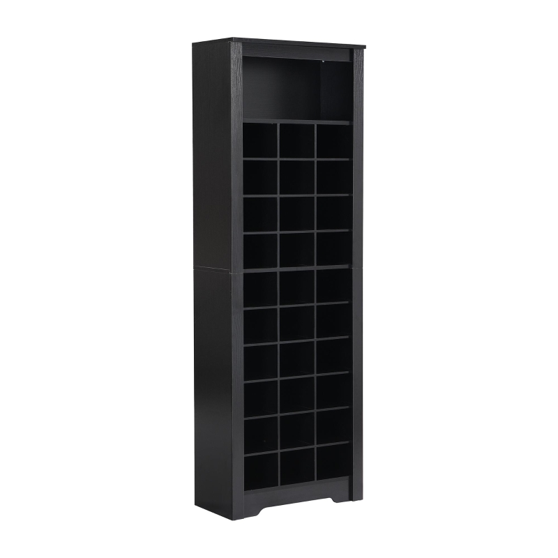 Contemporary Shoe Cabinet with Multiple Storage Capacity, Free Standing Tall Cabinet for Hallway or Bedroom, 24.5" L x 13" W x 74" H, Black