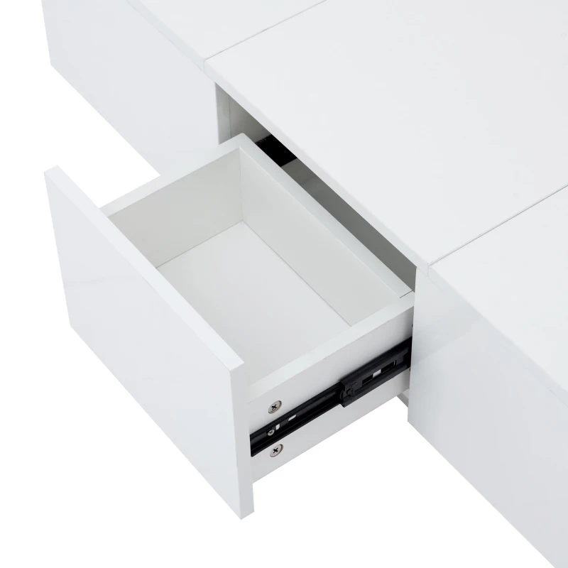 Coffee Table with Hidden Storage, Extendable Cocktail Table with Drawers, Sliding Top for Living Room, 39.5" L x 22" W x 12.5" H, White