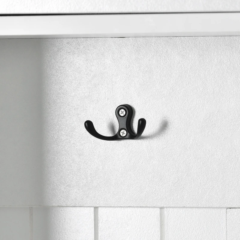 Modern 4-in-1 Hall Tree with Coat Rack, Storage Bench, Entryway Shelf, 7 Metal Hooks, and 4 Cabinets, 78.5" L x 15" W x 72" H, White