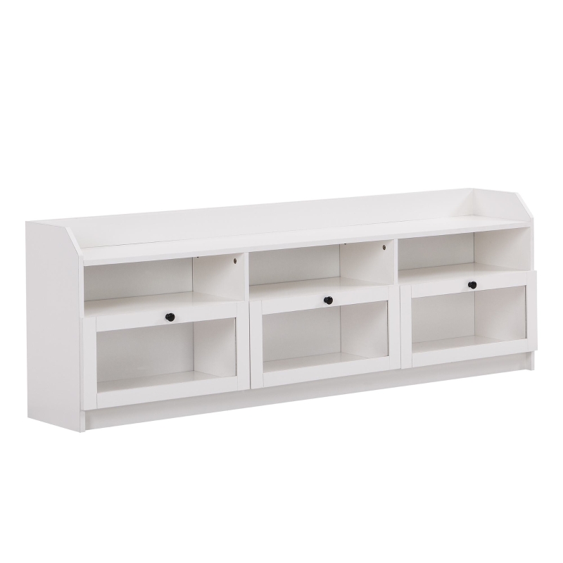Vinsetto Sleek & Modern TV Stand with Acrylic Board Door, Media Console for TVs Up to 65", Ample Storage Space, 63" L x 12" W x 21.5" H, White