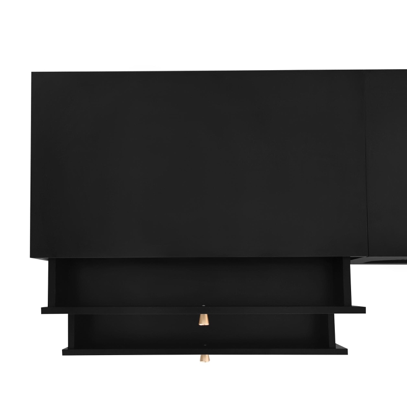 Vinsetto Luxurious TV Stand with Fluted Glass Doors, Media Console for TVs Up to 95'', Tempered Glass Shelf, Multiple Storage Options, Black