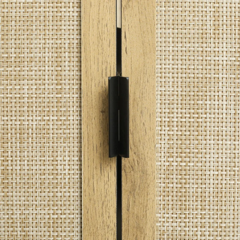 Vinsetto Elegant Rattan TV Stand for TVs up to 65", Boho Style Media Console with Adjustable Shelves and Cable Management, Brown