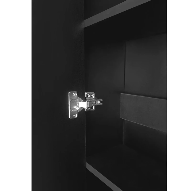 Vinsetto Contemporary Shoe Cabinet with Open Storage Platform, 3 Drawers and 4 Hooks, Tempered Glass Hall Tree, 55" L x 7" W x 82" H, Black