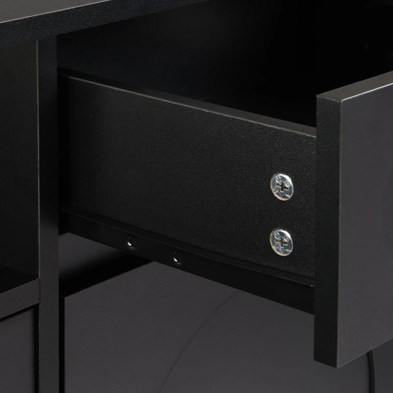 Elegant Shoe Cabinet with Arched Doors and Drawer, Adjustable Shelves, Solid Wood Legs, 47.5" L x 14.5" W x 43.5" H, Black