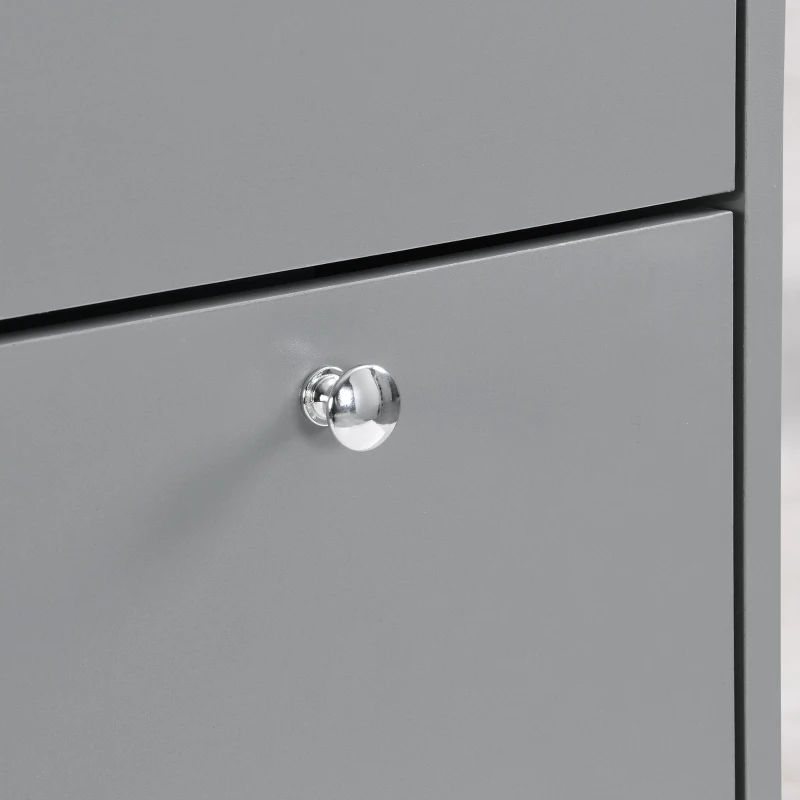 Vinsetto Narrow Design Shoe Cabinet with 3 Flip Drawers, Wood Grain Top, Adjustable Shelves, and Hooks, 31.5" L x 9.5" W x 48" H, Grey